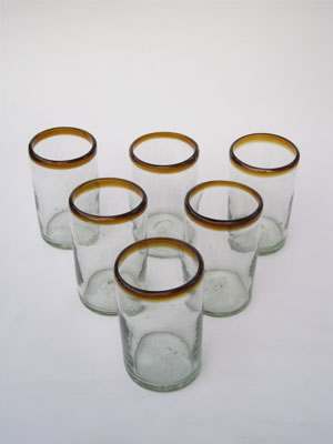 Sale Items / 'Amber Rim' drinking glasses (set of 6) / These handcrafted glasses deliver a classic touch to your favorite drink.